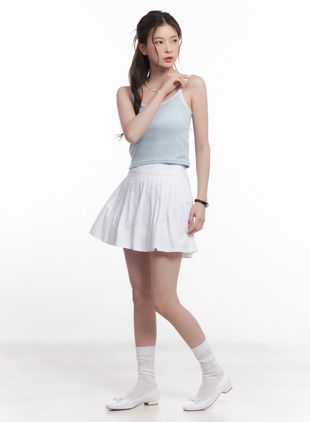 Cotton Pleated Mini Skirt CY519