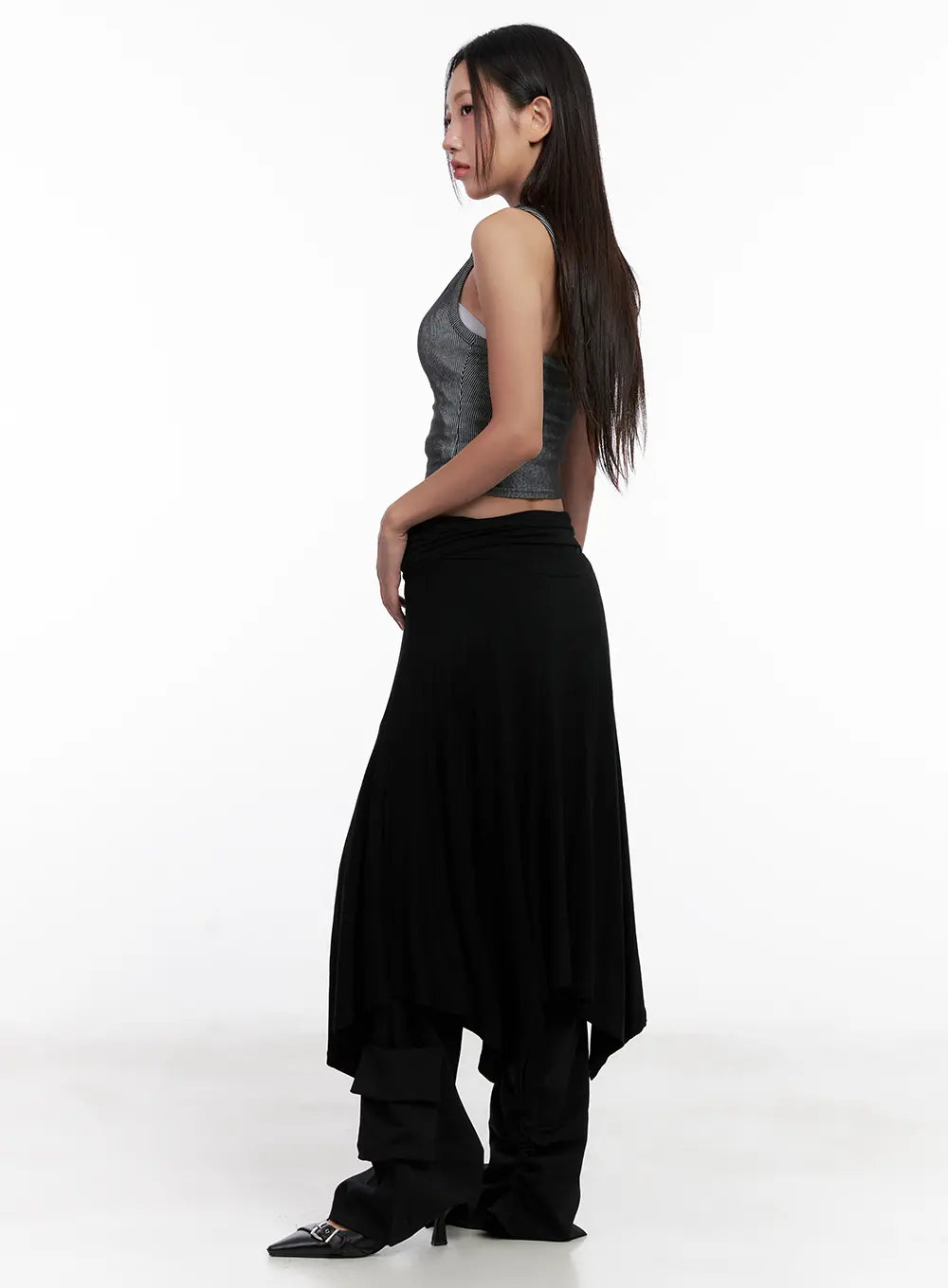 Asymmetric Frill Midi Skirt CL518