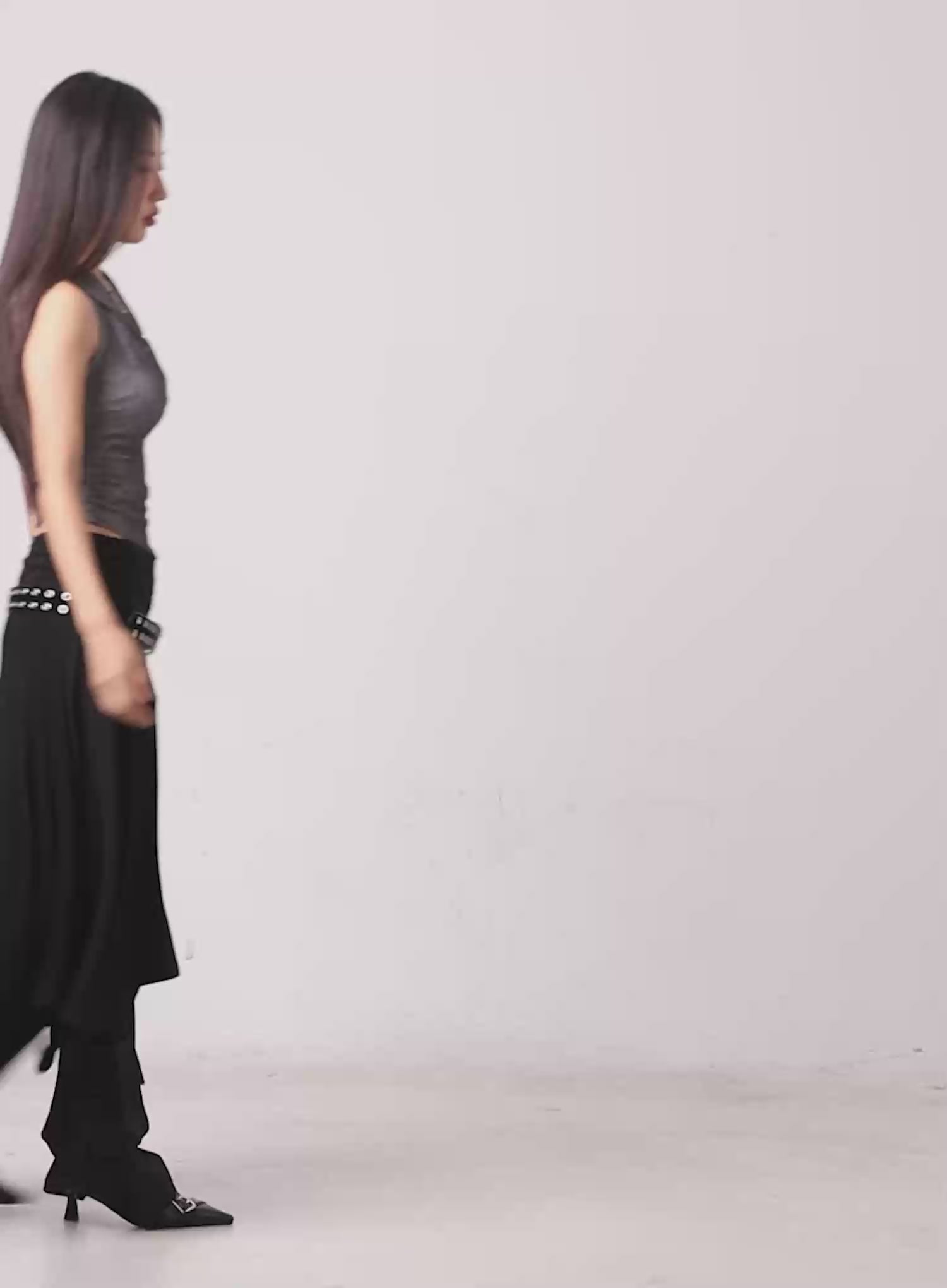 Asymmetric Frill Midi Skirt CL518