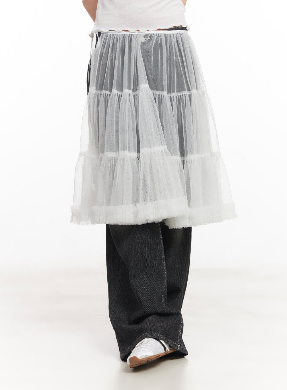 Mesh Tiered Midi Skirt CA523